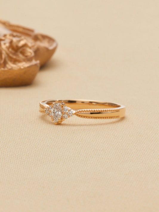 Horse Eye Cut Wedding Ring,Lab Grown Diamond